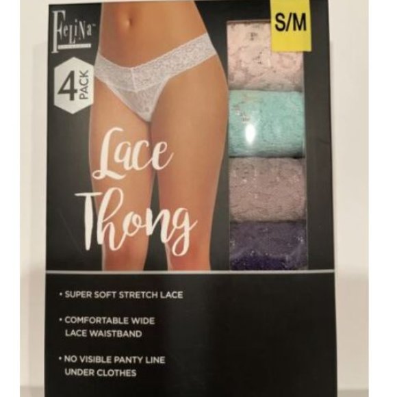 NEW!! Felina Ladies Stretchy Lace Seamless Thong Pink Mint Nude Blue S/M - Picture 1 of 2